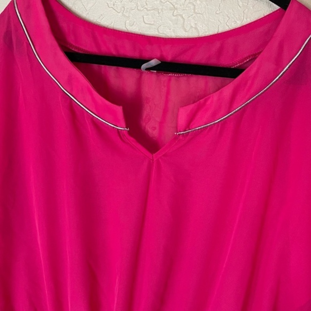 BKE Hot Pink Swim Suit Bathing Suit Coverup with Silver Piping Size Medium - Picture 3 of 7